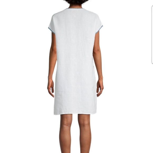 Harriet Button Down Tunic Linen Dress White - Picture 8 of 14